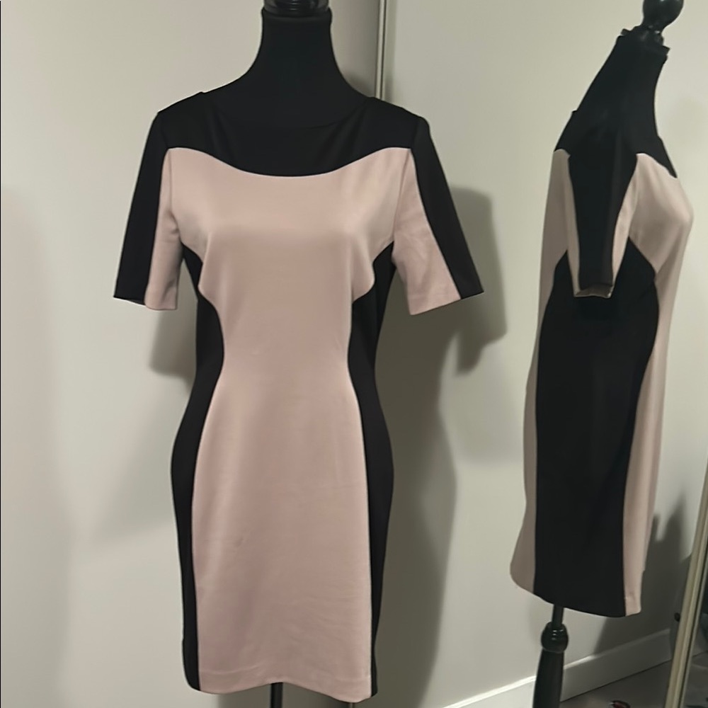 Black and Cream Colorblock Dress